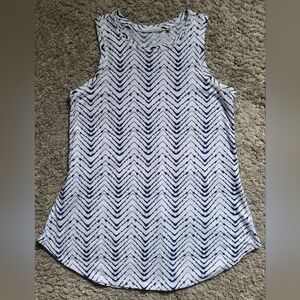 Athleta Breezy Navy and White Chevron Tank Top